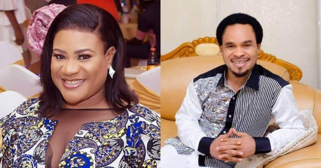 Nigerian actress, Nkechi Blessing Sunday and controversial preacher, Odumeje (Photo Credit: NRTC Library)