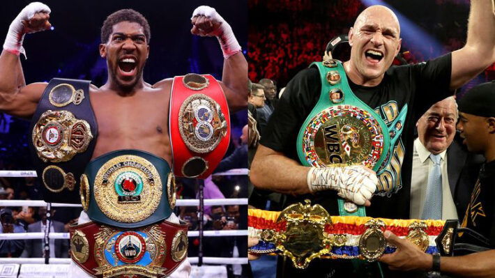 Anthony Joshua & Tyson Fury with Belts