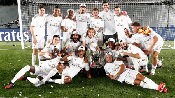Real Madrid players celebrating