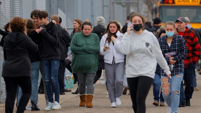 Grieving parents after the Oxford school shooting