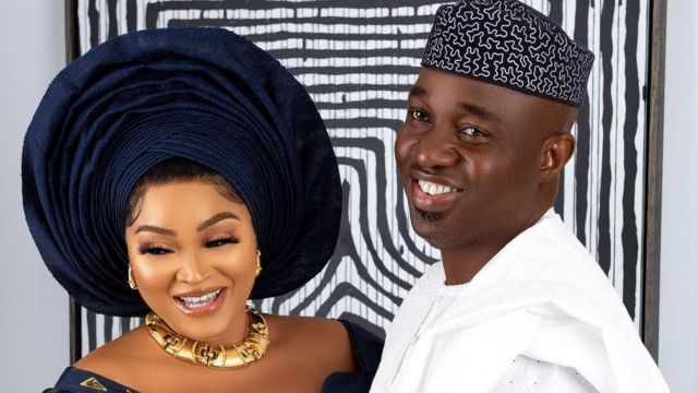 Mercy Aigbe and new husband Adekaz