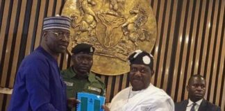 Former SGF, Boss Mustapha handover to Akume