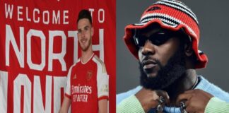 Arsenal unveil Declan Rice with Nigeria OdumoduBlvck’s hit song