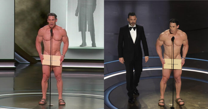 John Cena appears naked on Oscar stage, instigates negative reactions John Cena appears naked on Oscar stage, instigates negative reactions