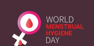 Menstrual Hygiene Day: What is it really about? The gender equality sign has a drop of blood in it with the caption of 'World Menstrual Hygiene Day' beside it.