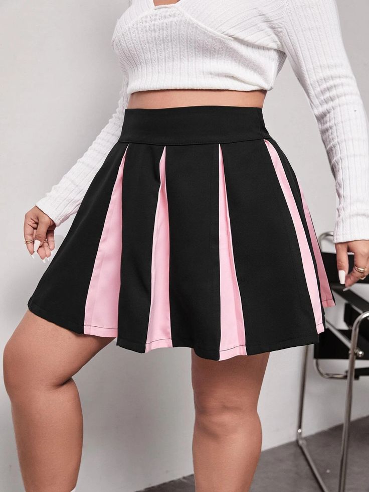 Plus Two Tone Godet Skirt. 
Photo Credit:- SHEIN/Pinterest 