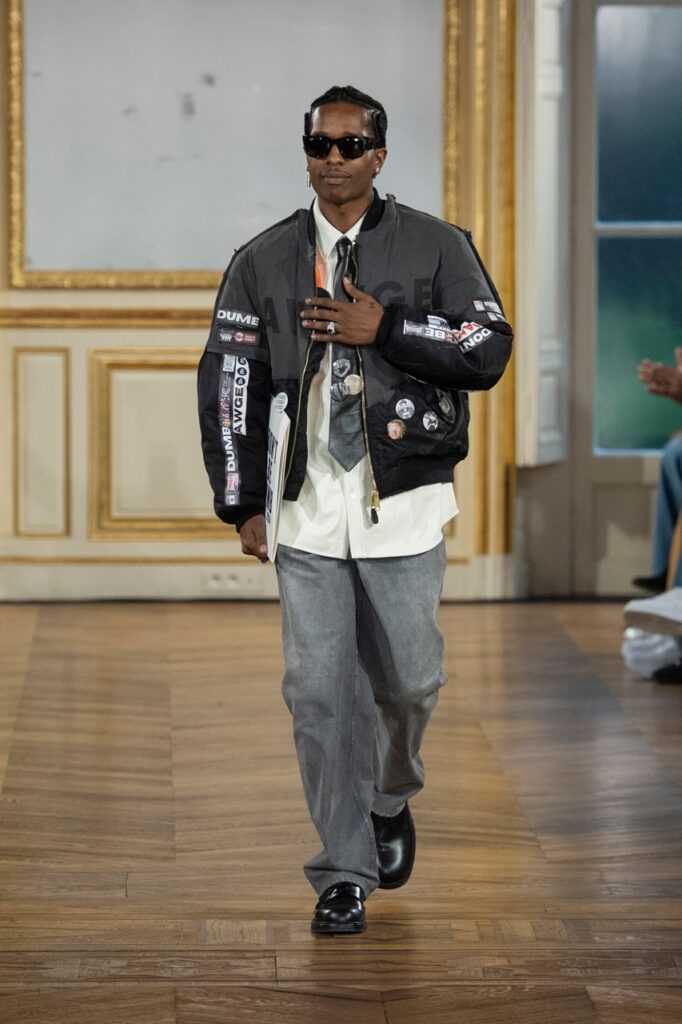 A$AP Rocky on the runway for AWGE at the Paris Fashion Week.