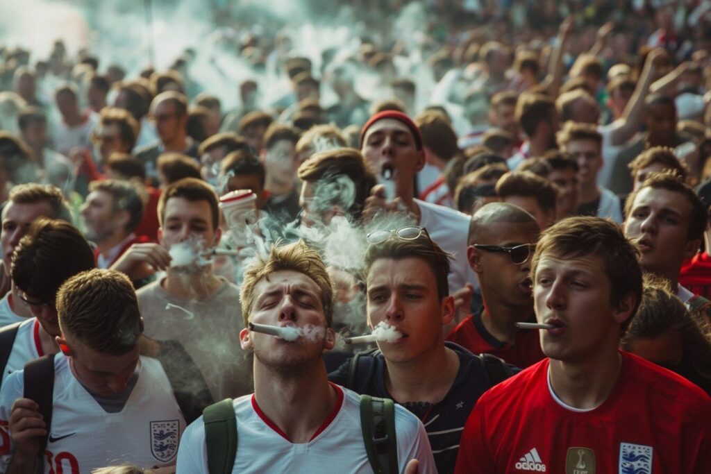 Weed-smoking English fans (Photo Credit: X)