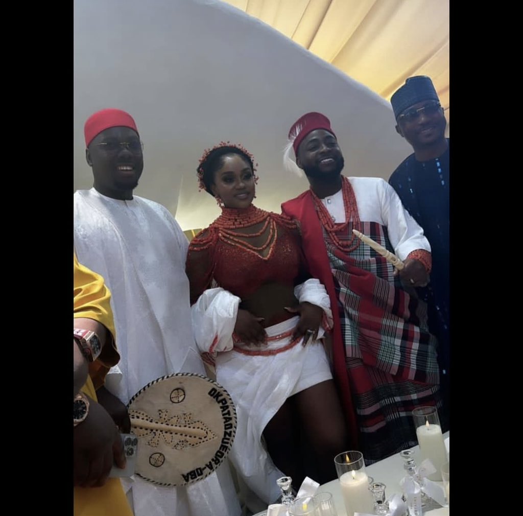 Davido and Chioma during their traditional wedding ceremony (photo credit: @Chefchi/X)