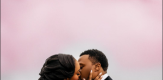Sharon Ooja celebrates one year of traditional marriage with heartfelt tribute to husband Sharon Ooja kisses her partner, Ugo share a kiss (Photo Credit: Bella Naija)