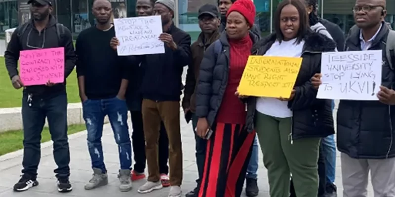 A protest was held in May after Teesside University reported Nigerian students to the Home Office Photo Credit: BBC