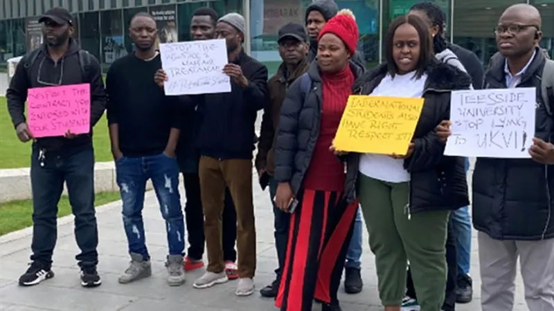 A protest was held in May after Teesside University reported Nigerian students to the Home Office Photo Credit: BBC