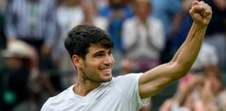 Wimbledon champion Alcaraz celebrates Spain’s Euro 2024 victory