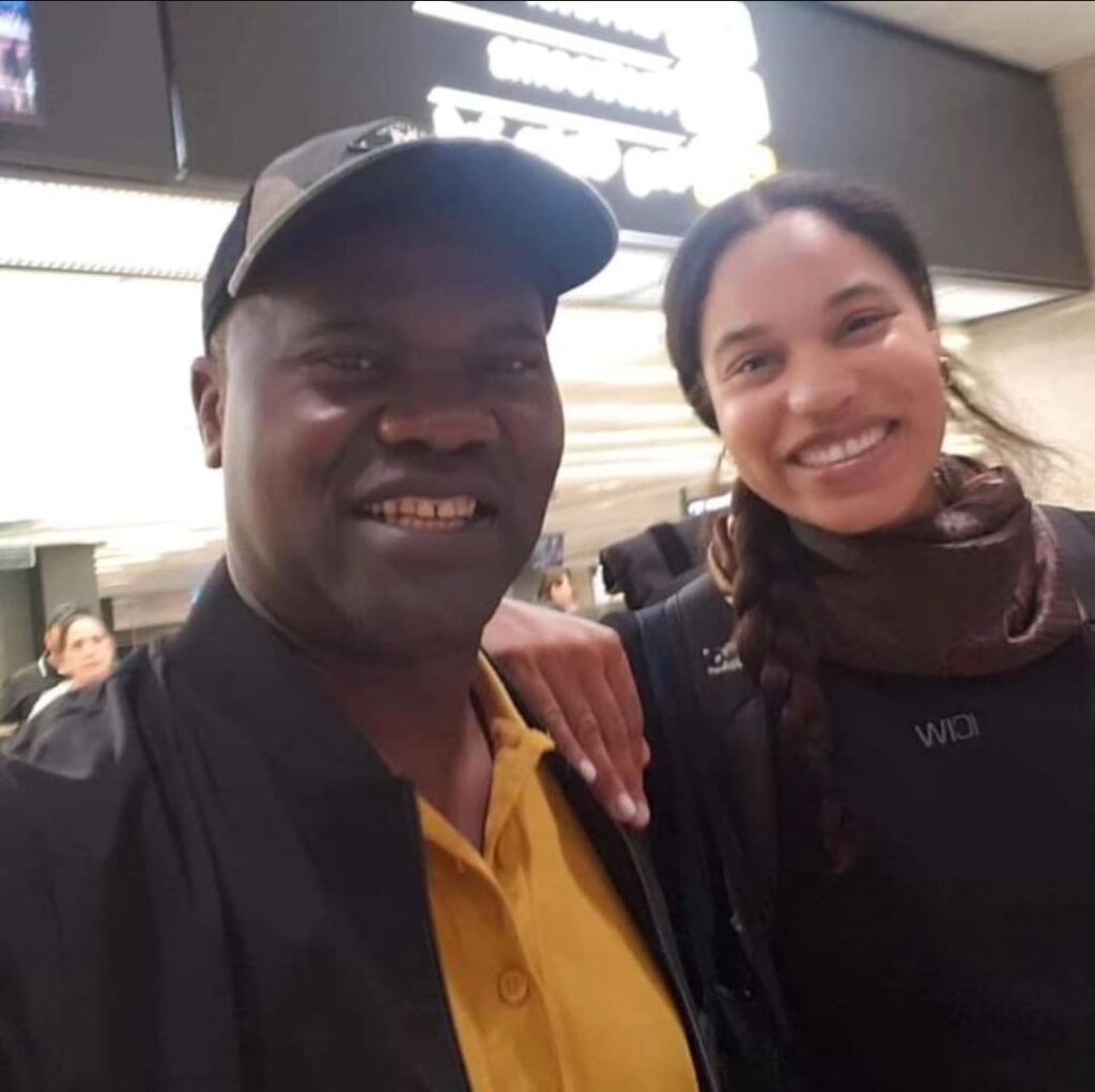 Yemisi Ogunleye with her father.