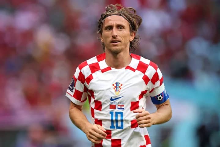 Luka Modrić of Croatia looks on during the FIFA World Cup Qatar 2022 Group F match between Morocco and Croatia at Al Bayt Stadium on November 23, 2022 in Al Khor, Qatar. 