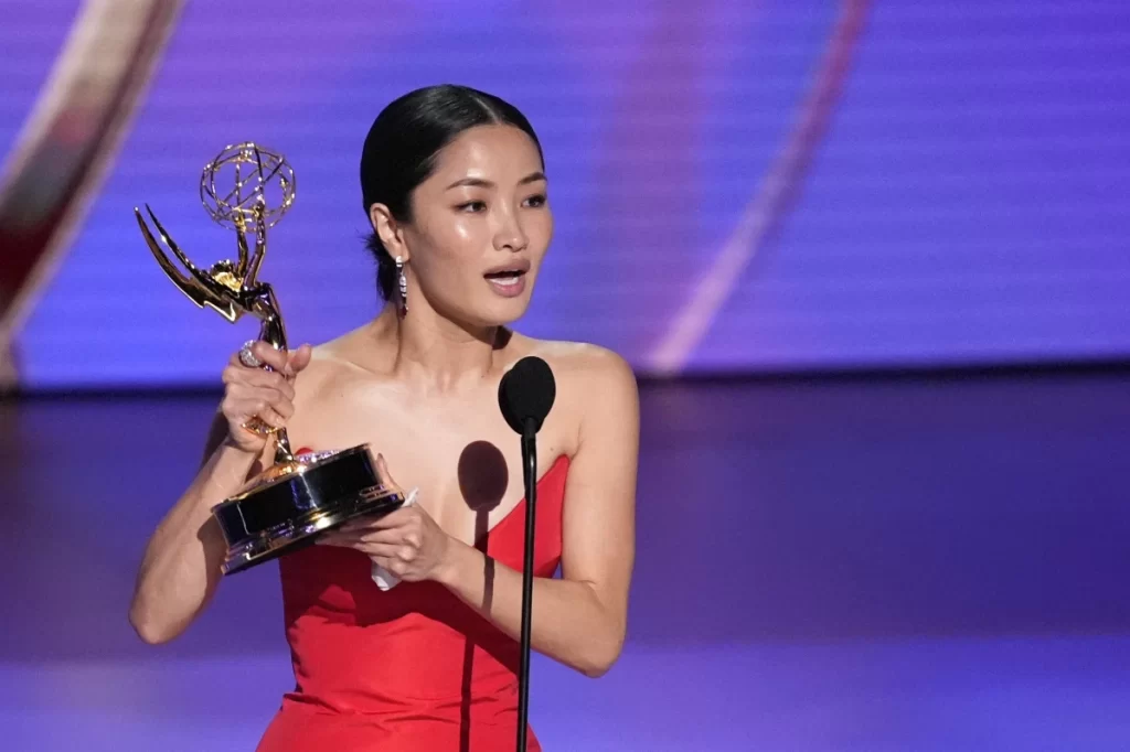 Anna Sawai accepts the award for outstanding lead actress in a drama series for "Shogun" during the 76th Primetime Emmy Awards on Sunday, Sept. 15, 2024, at the Peacock Theater in Los Angeles. (AP Photo/Chris Pizzello)