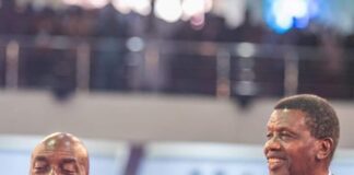 Adeboye greets Bishop Oyedepo at 70