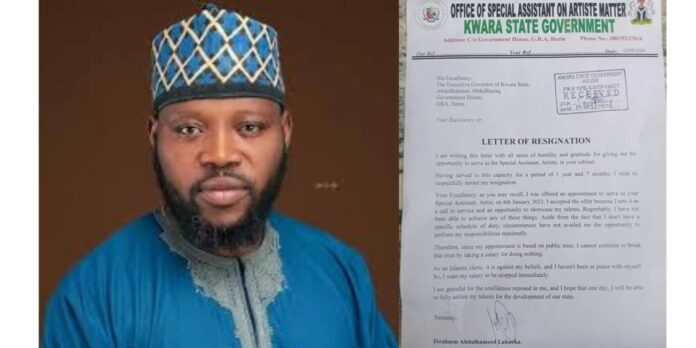 Ibrahim Labaeka, Islamic musician steps down as special aide to governor for receiving salary to ‘do nothing’ Ibrahim Labaeka