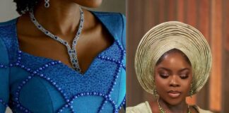 Modest monochromatic bridal aso-oke dresses for brides