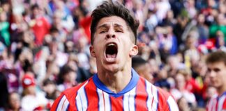 Diego Simeone’s son Giuliano scores his first goal for Atlético Madrid in win against Las Palmas