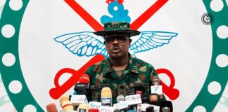 Nigerian Military confirms new terror group “Lukarawas” threatening North-West region Major General Edward Buba addressing a press conference in Abuja on Thursday, November 7, 2024.