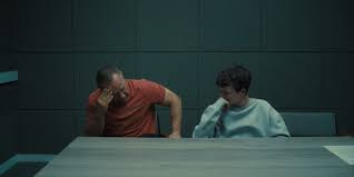 A scene from Adolescence featuring Jamie and his father