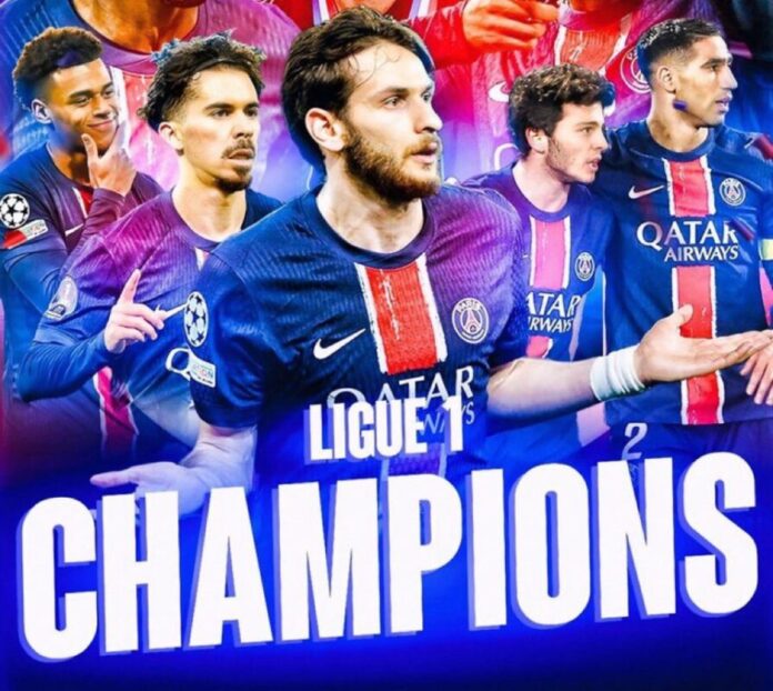 PSG claim their 13th Ligue 1 title with six games remaining PSG are the 2024/25 Ligue 1 Champions