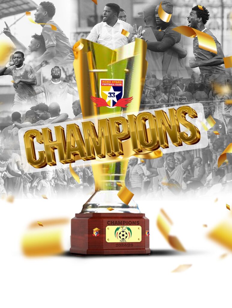 Remo Stars are champions of the 2024/25 Nigeria Premier Football League (NPFL) season