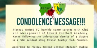Tragedy strikes as Plateau United football community mourns Lebwit Academy players Plateau United mourns the death of four Lebwit Football Academy players