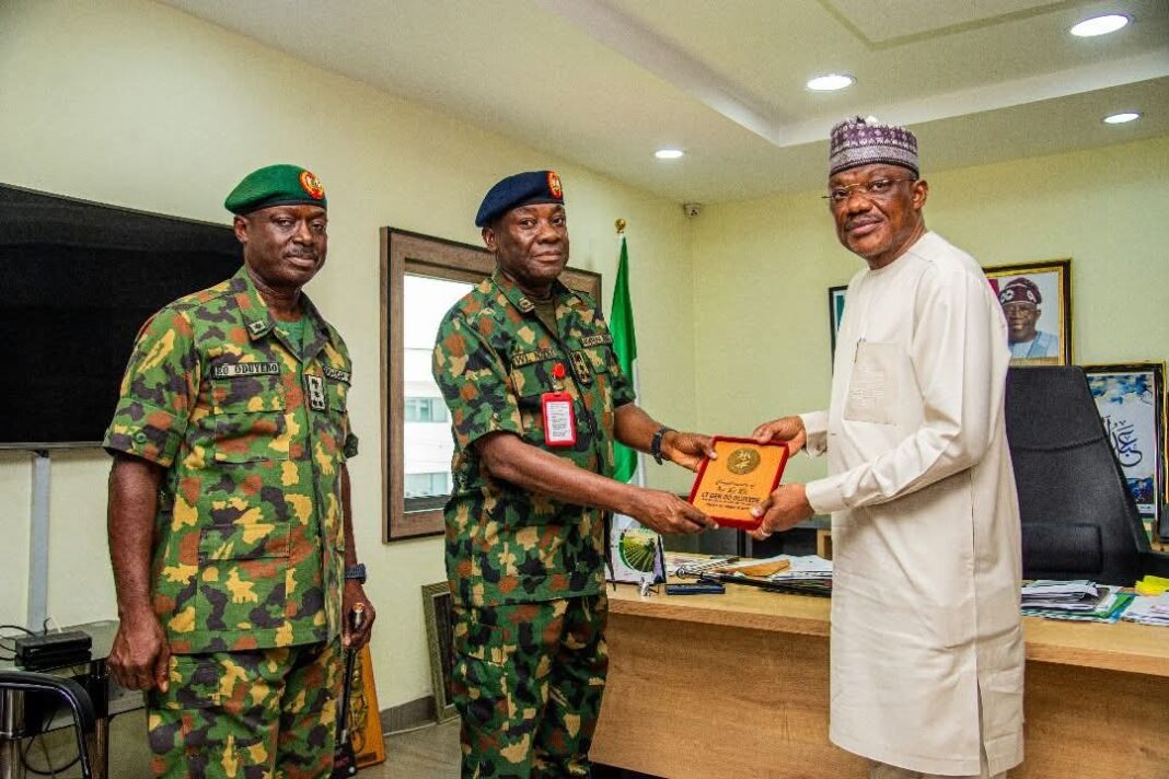 Governor Monday Okpebholo's Chief of Staff, Gani Audu, Brigadier General Wiito Nzidee, Director of Supply and Transport Services at Army Headquarters, and other (PHOTO CREDIT: Fred Itua)
