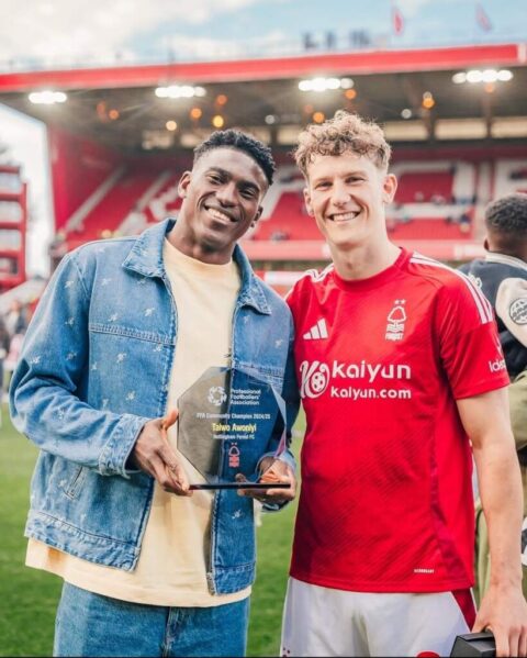 Super Eagles striker Taiwo Awoniyi has been named the Nottingham Forest PFA Community Champion for the 2024/25 season. Super Eagles striker Taiwo Awoniyi has been named the Nottingham Forest PFA Community Champion for the 2024/25 season.