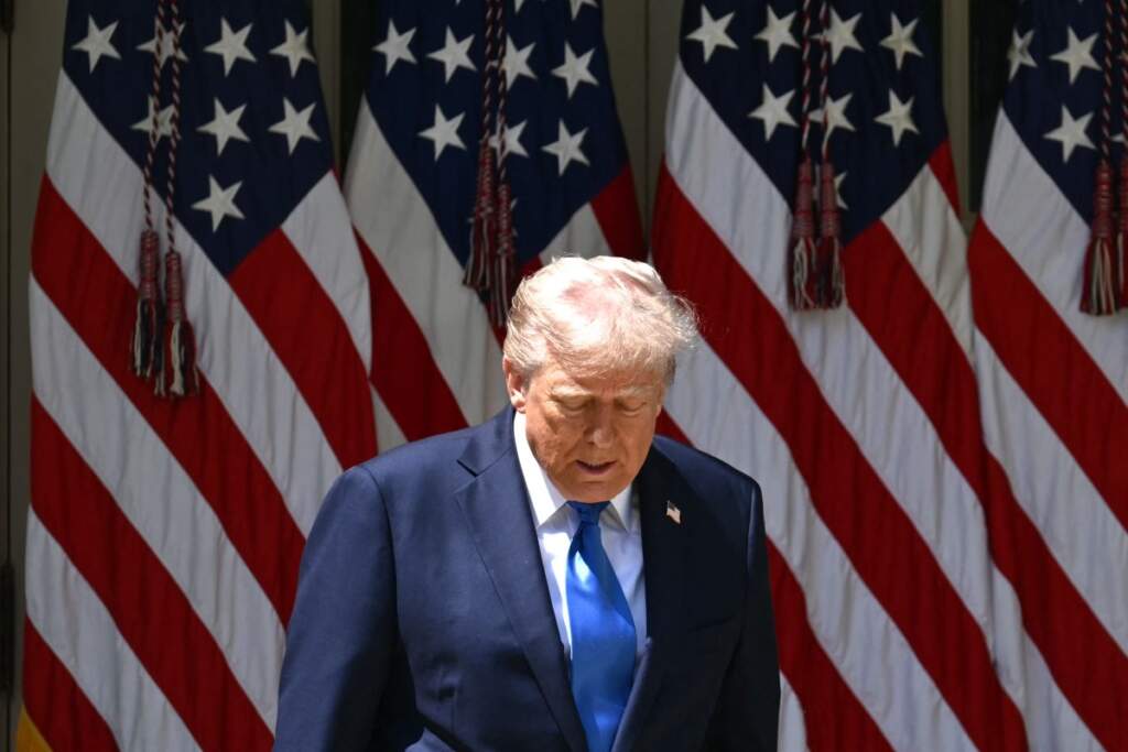 Donald Trump arrives to speak at a National Day of Prayer event in the Rose Garden of the White House in Washington, DC, on May 1, 2025. United States President Donald Trump arrives to speak at a National Day of Prayer event in the Rose Garden of the White House in Washington, DC, on May 1, 2025. Source: Mandel NGAN / AFP)