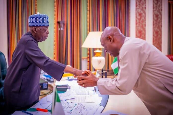 Nigeria making progress under Tinubu – Oyebanji Oyebanji greeting Tinubu
