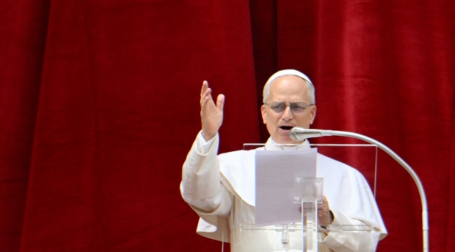 Pope Leo XIV delivers his first public speech after his election.