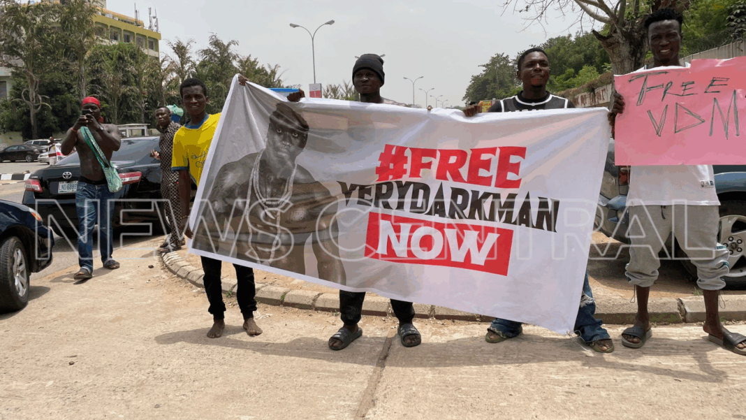 Protesters storm NHRC, Lagos streets, demand release of VeryDarkMan