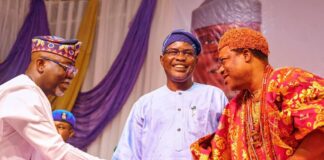 Aiyedatiwa inaugurates Olowo of Owo as Ondo Obas’ Chairman Lucky Aiyedatiwa and Oba (Dr) Ajibade Gbadegesin Ogunoye III, the Olowo of Owo