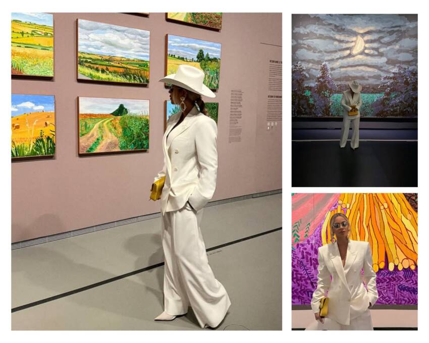 Beyonce in all white suit look