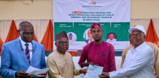 Ondo govt inducts over 2,000 new teachers Lucky Aiyedatiwa represented by his Deputy Adelami