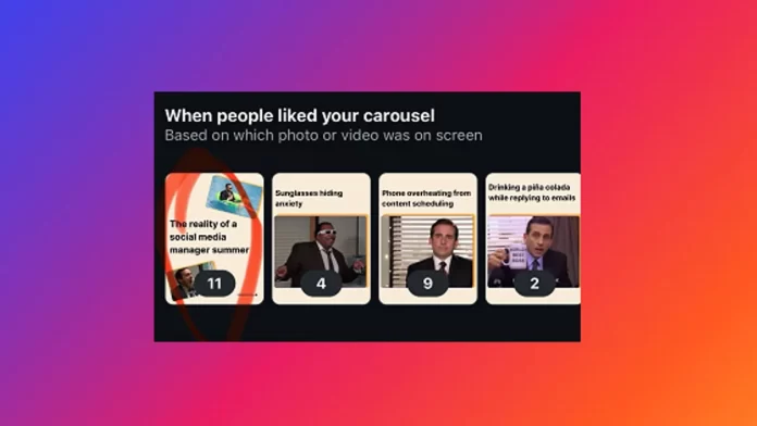 Instagram carousel frame likes tested