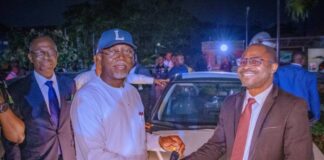 Aiyedatiwa gifts vehicles to permanent secretaries Lucky Aiyedatiwa with one of the permanent secretaries
