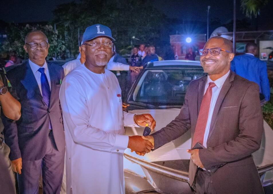 Lucky Aiyedatiwa Lucky Aiyedatiwa with one of the permanent secretaries