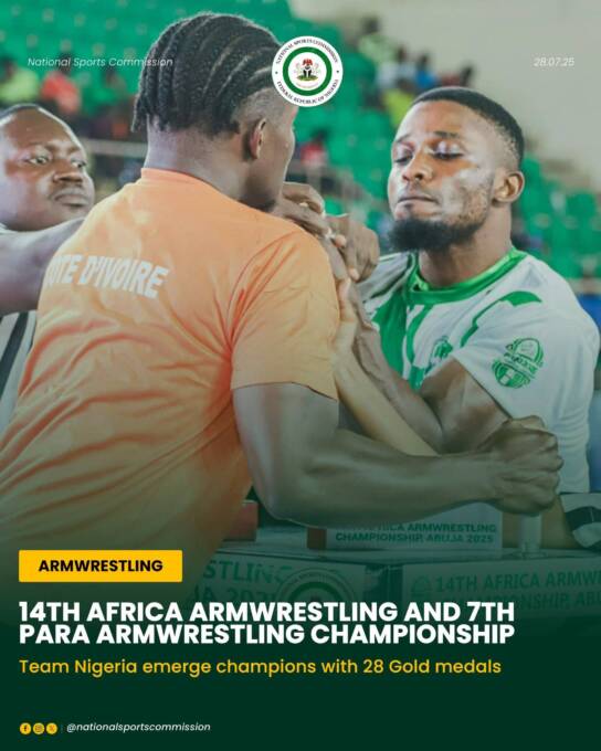 Nigeria won many medals at the Armwrestling championship in Abuja