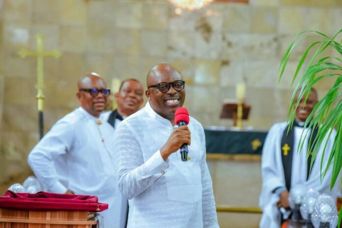 Fubara seeks prayers in first church service after suspension