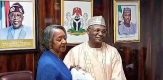 Interim leadership takes helm at INEC as Yakubu steps down Mahmood Yakubu and May Agbamuche-Mbu