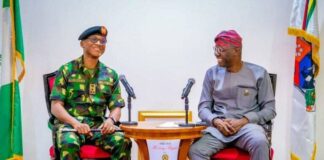 NYSC’s annual contribution to Lagos valued at over N14bn — DG Director General, National Youth Service Corps, Brigadier General Olakunle Nafiu, and Lagos State Governor, Babajide Sanwo-Olu, during the DG's courtesy visit at the Lagos State Government house in Lagos, on Friday. Credit: NYSC