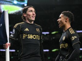 Harry Wilson celebrates after scoring against Tottenham