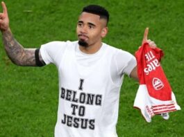 Gabriel Jesus could face possible FA action after displaying 'I belong to Jesus' message following his wonderful strike for Arsenal against Aston Villa in the Premier League.