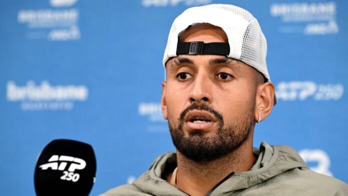 Australian Nick Kyrgios loses to Aleksandar Kovacevic in Brisbane comeback.