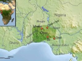 Map of the old Oyo empire