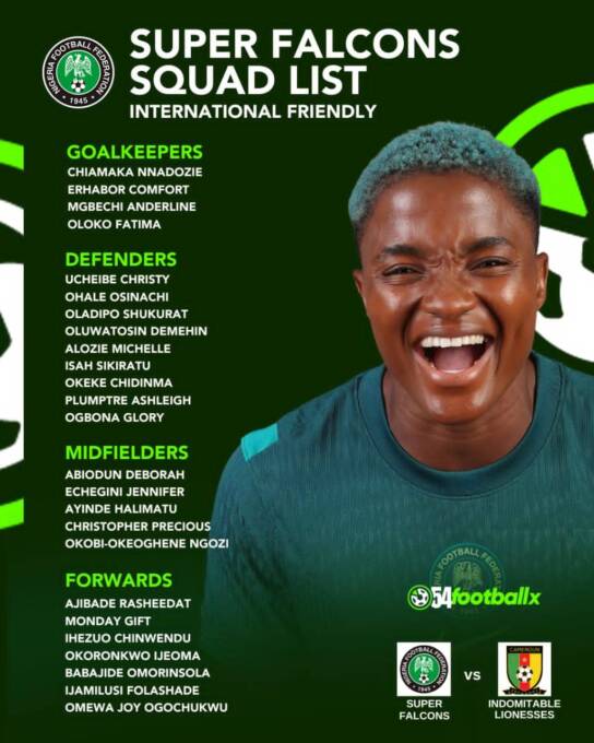 Oshoala out as Super Falcons recall Monday, Okobi for Cameroon friendlies
